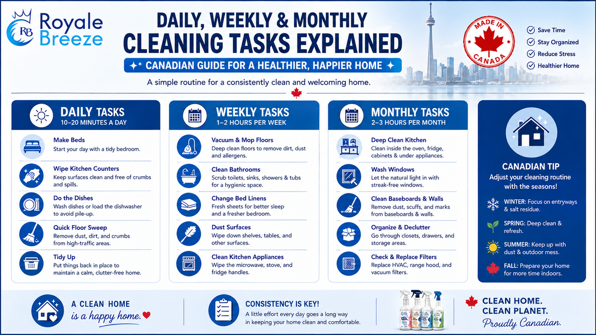 Daily, Weekly & Monthly Cleaning Tasks Explained (Canadian Guide)